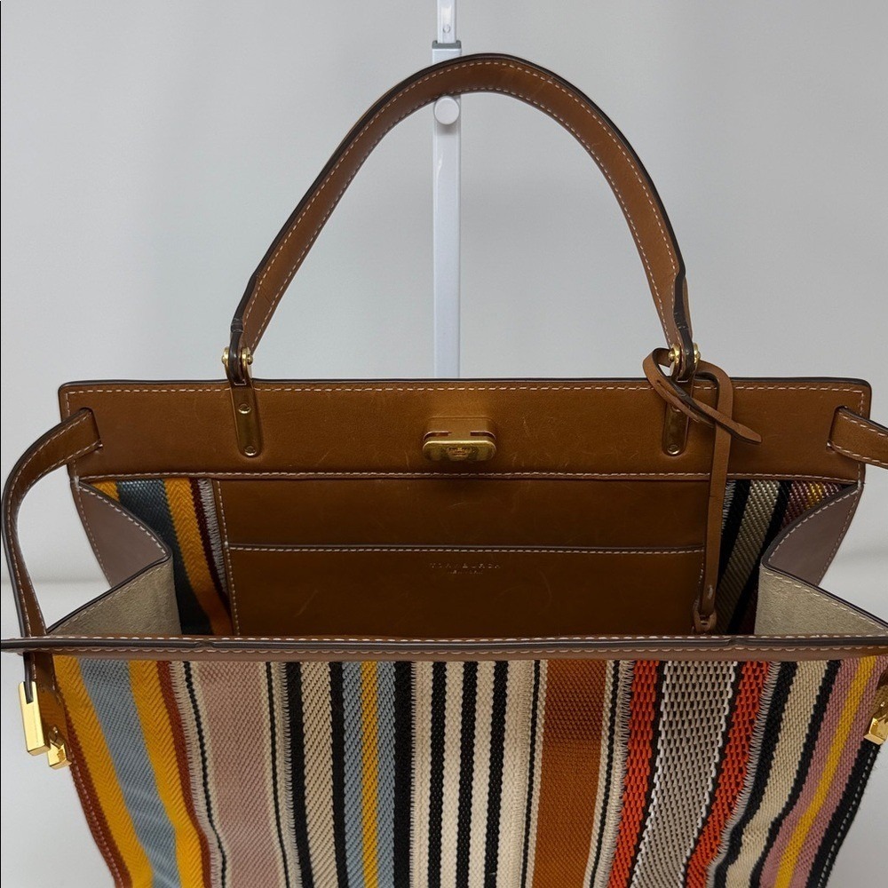 Tory Burch Lee Radziwill Patchwork Webbing & Leather Bag - Picture 9 of 17